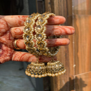 JBT Kundan single jhumka bangle