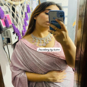 JBT American diamond semi bridal set with tikka