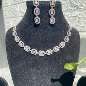 JBT American Diamond Solitaire Necklace Set