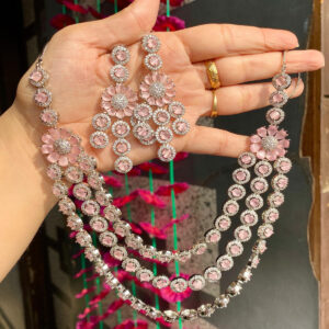 JBT Nani's Layered American Diamond Necklace Set