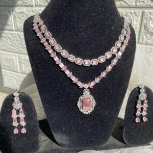 JBT Anti Tarnish 2 layer american diamond necklace set