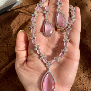 JBT Sara Ali Khan American diamond drop necklace set