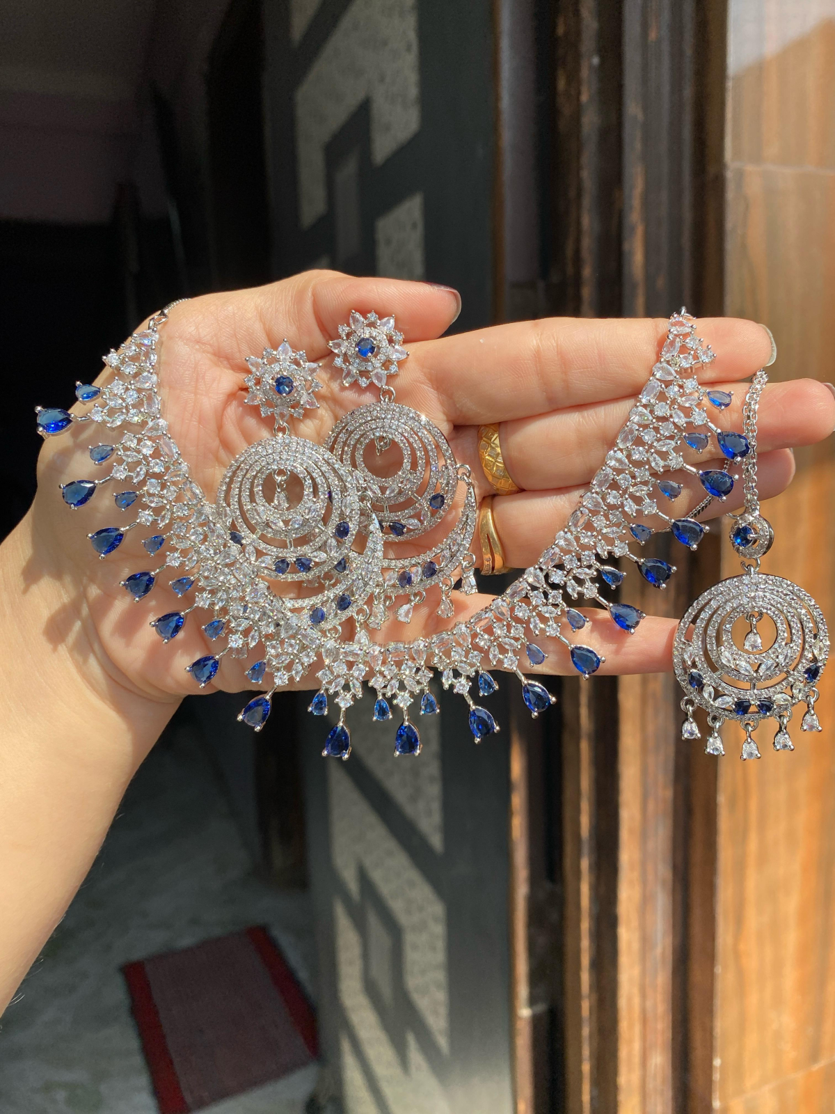 JBT American diamond set with chandbali and tikka - Image 2