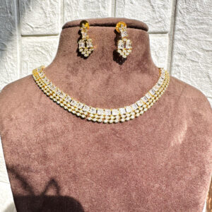 JBT New Minimal American Diamond Necklace Set