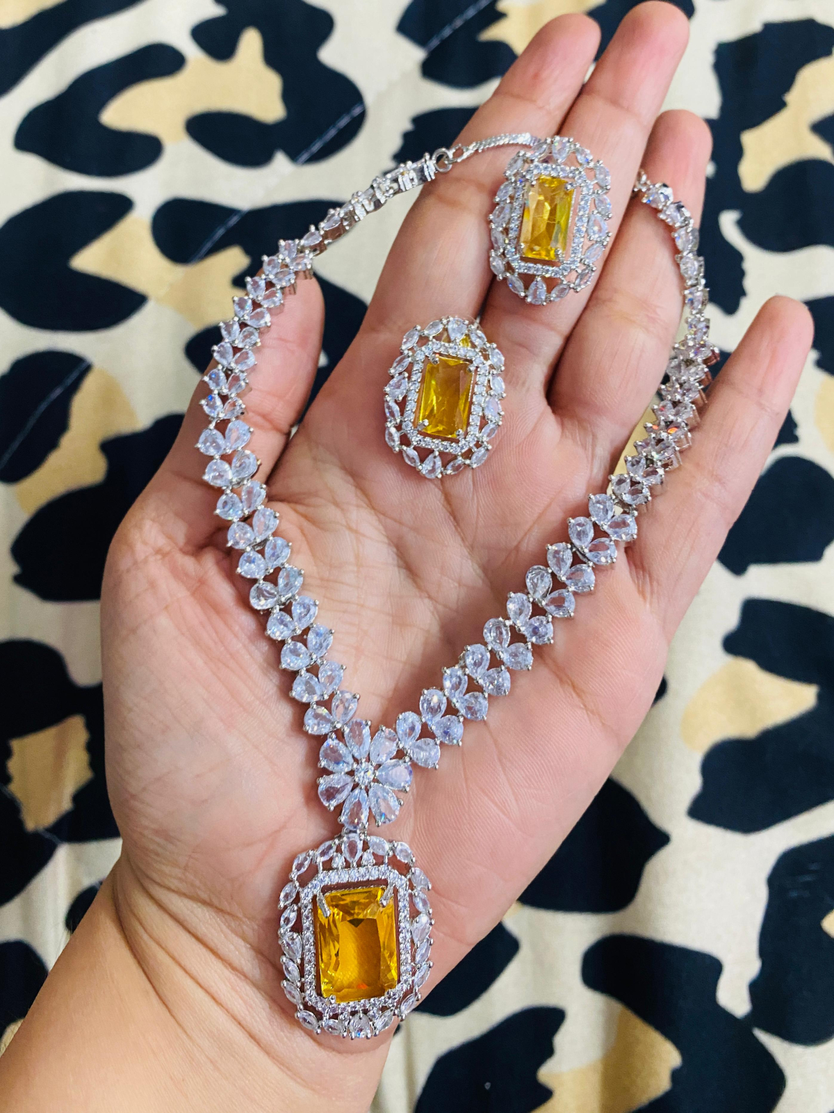 JBT Alia Bhatt American Diamond Necklace Set - Image 2