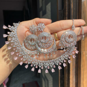 JBT American diamond set with chandbali and tikka