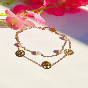 JBT Anti tarnish -Tree of life- pearl chain bracelet