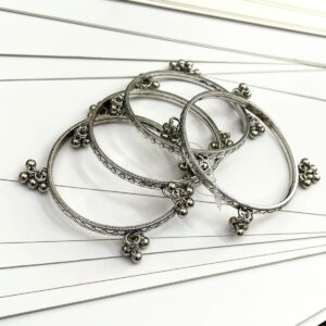 JBT German Silver Ghungroo Bangles _pack of 4 only_