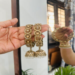 JBT Pearl Polki Bangle With Jhumka