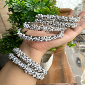 JBT Silver Pearl Bajra Bangles