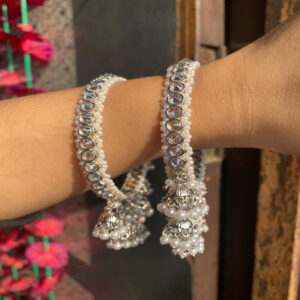 JBT Silver Polki Jhummar bangles