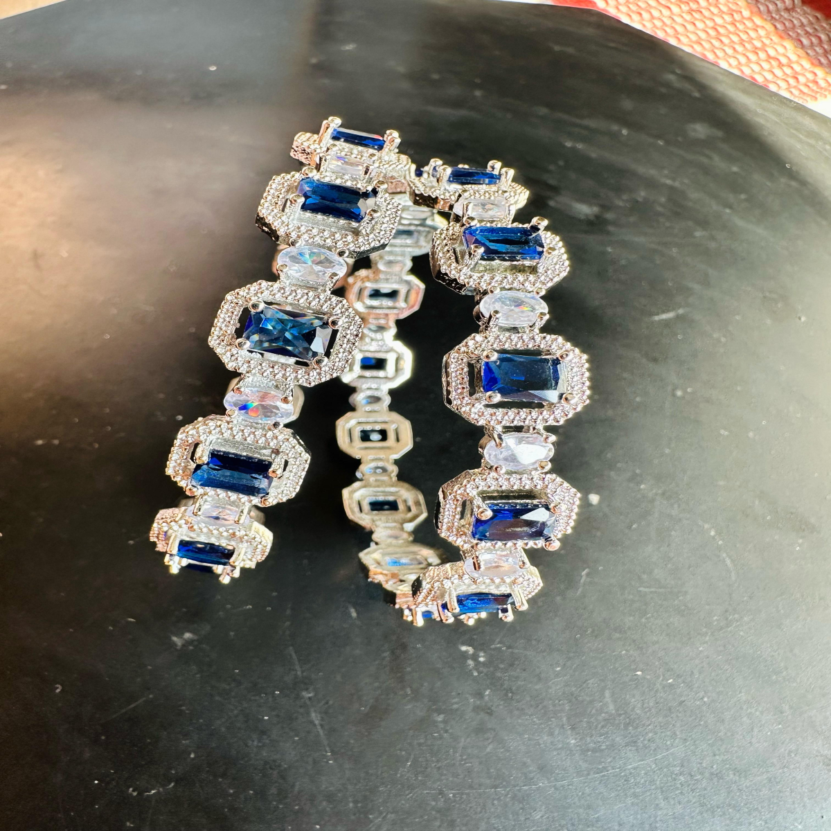 JBT Dark Blue American Diamond Bangles - Image 2