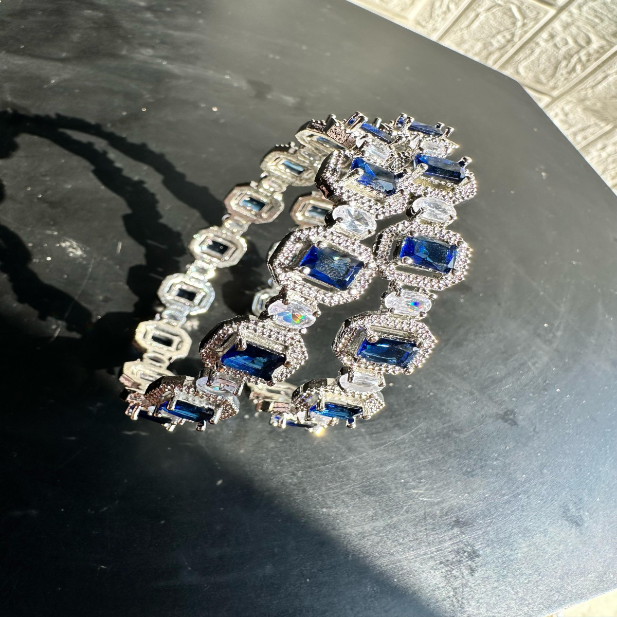 JBT Dark Blue American Diamond Bangles - Image 3
