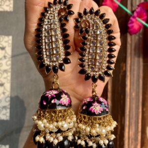 JBT Meenakari kundan peacock jhumkas