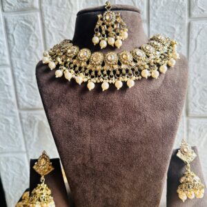 JBT Polki Necklace Set With Tikka Jhumka
