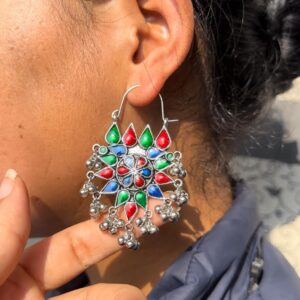 JBT German silver ghungroo hoop earrings