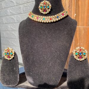JBT Pearl kundan set with studs and tikka
