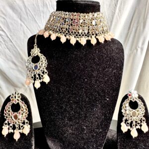 JBT Sahiba mirror necklace set with tikka