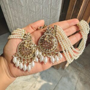 JBT Pakistani Earrings With Pearl Earchain