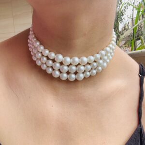 JBT 3 line pearl choker with adjustable length