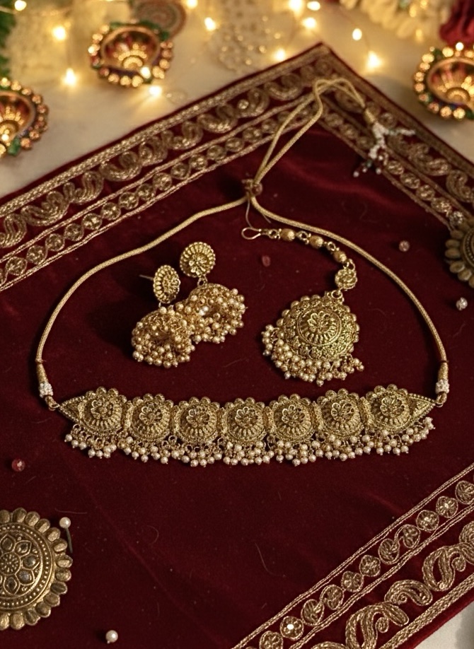 JBT Meera Gold Plated Necklace Set