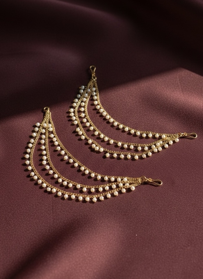 JBT Temple Pearl Earchain